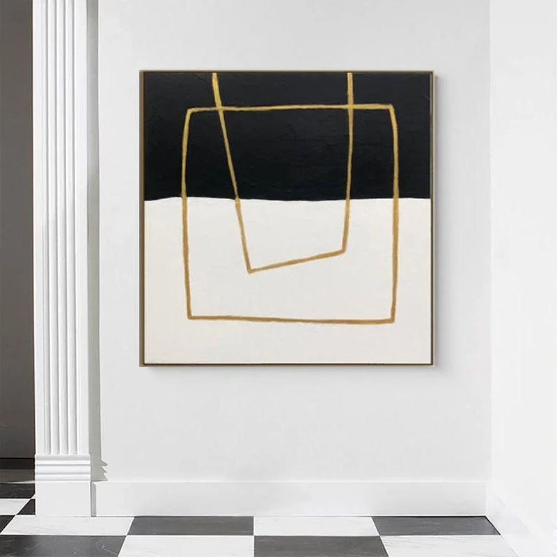 Obra de arte abstracto Geometric Golden óleo sobre lienzo Marte Gallery Llanogrande