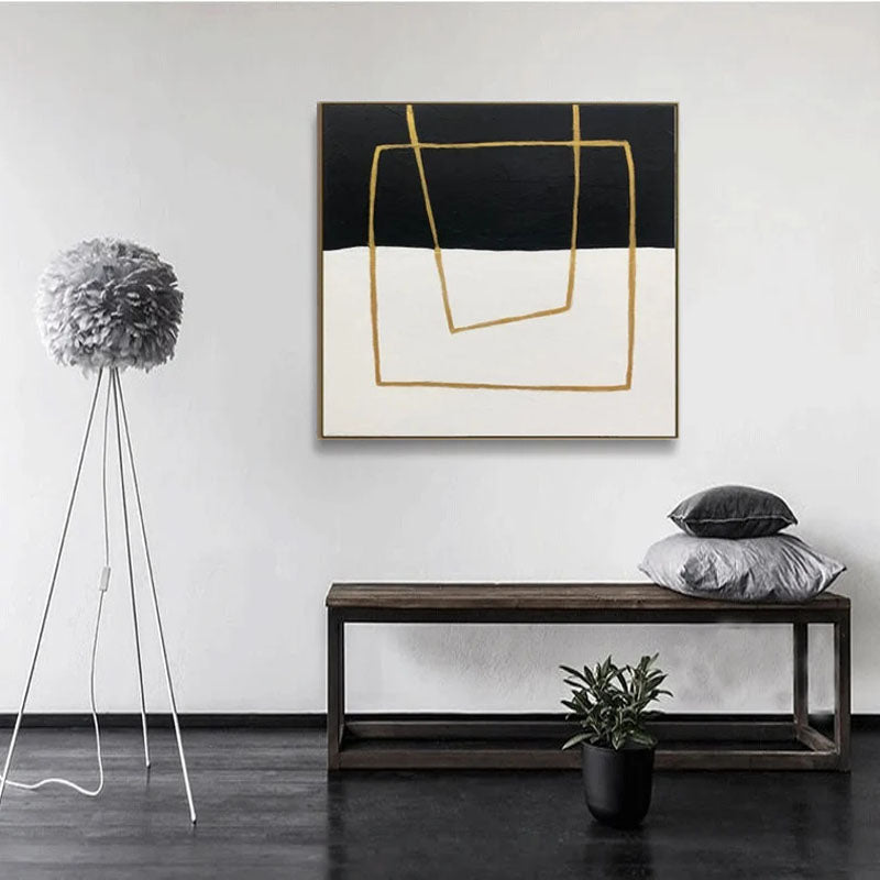 Obra de arte abstracto Geometric Golden óleo sobre lienzo Marte Gallery Llanogrande