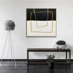 Obra de arte abstracto Geometric Golden óleo sobre lienzo Marte Gallery Llanogrande