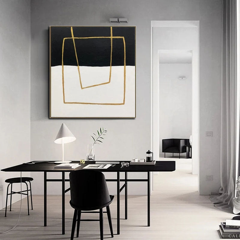 Obra de arte abstracto Geometric Golden óleo sobre lienzo Marte Gallery Llanogrande