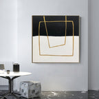 Obra de arte abstracto Geometric Golden óleo sobre lienzo Marte Gallery Llanogrande