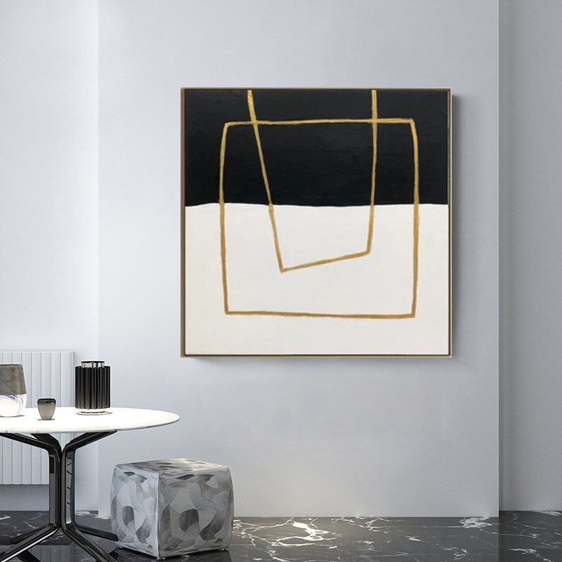 Obra de arte abstracto Geometric Golden óleo sobre lienzo Marte Gallery Llanogrande