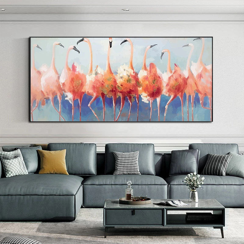 Obra de arte figurativo Flamingos óleo sobre lienzo Marte Gallery Llanogrande