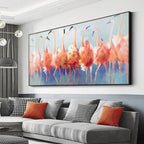 Obra de arte figurativo Flamingos óleo sobre lienzo Marte Gallery Llanogrande