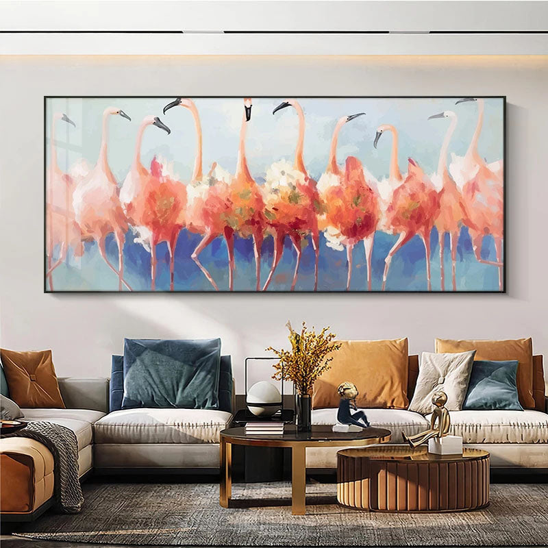 Obra de arte figurativo Flamingos óleo sobre lienzo Marte Gallery Llanogrande