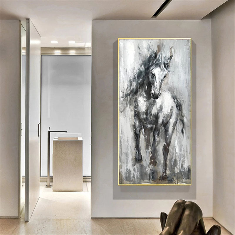 Obra de arte figurativo Gray Horse óleo sobre lienzo Marte Gallery Llanogrande
