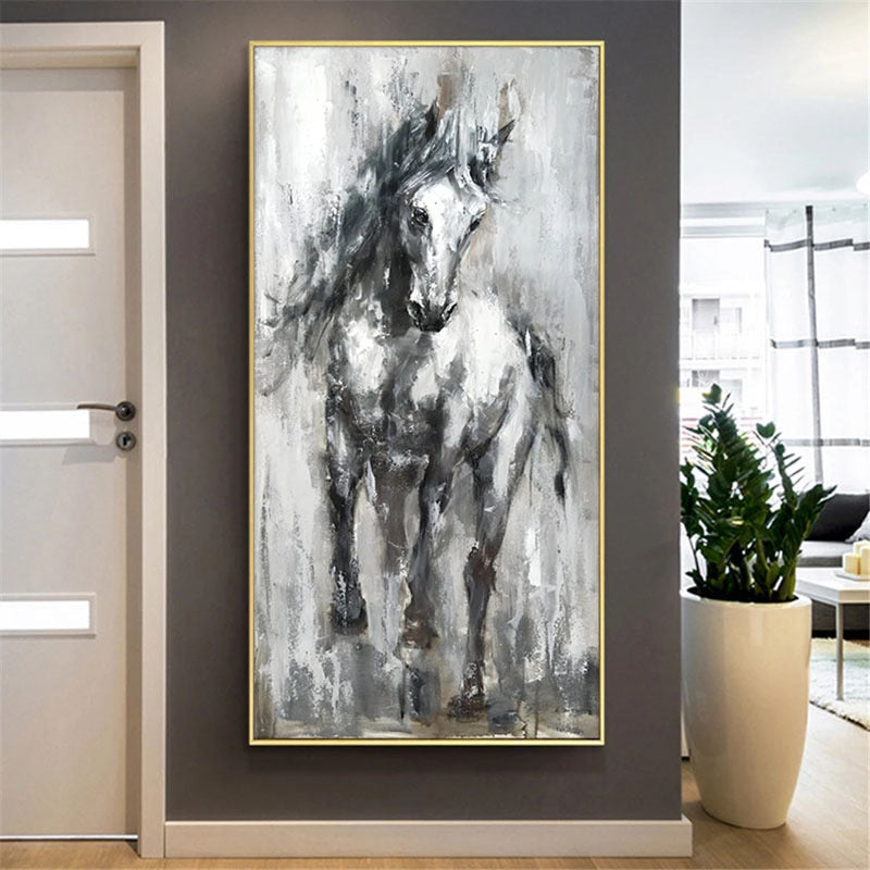 Obra de arte figurativo Gray Horse óleo sobre lienzo Marte Gallery Llanogrande