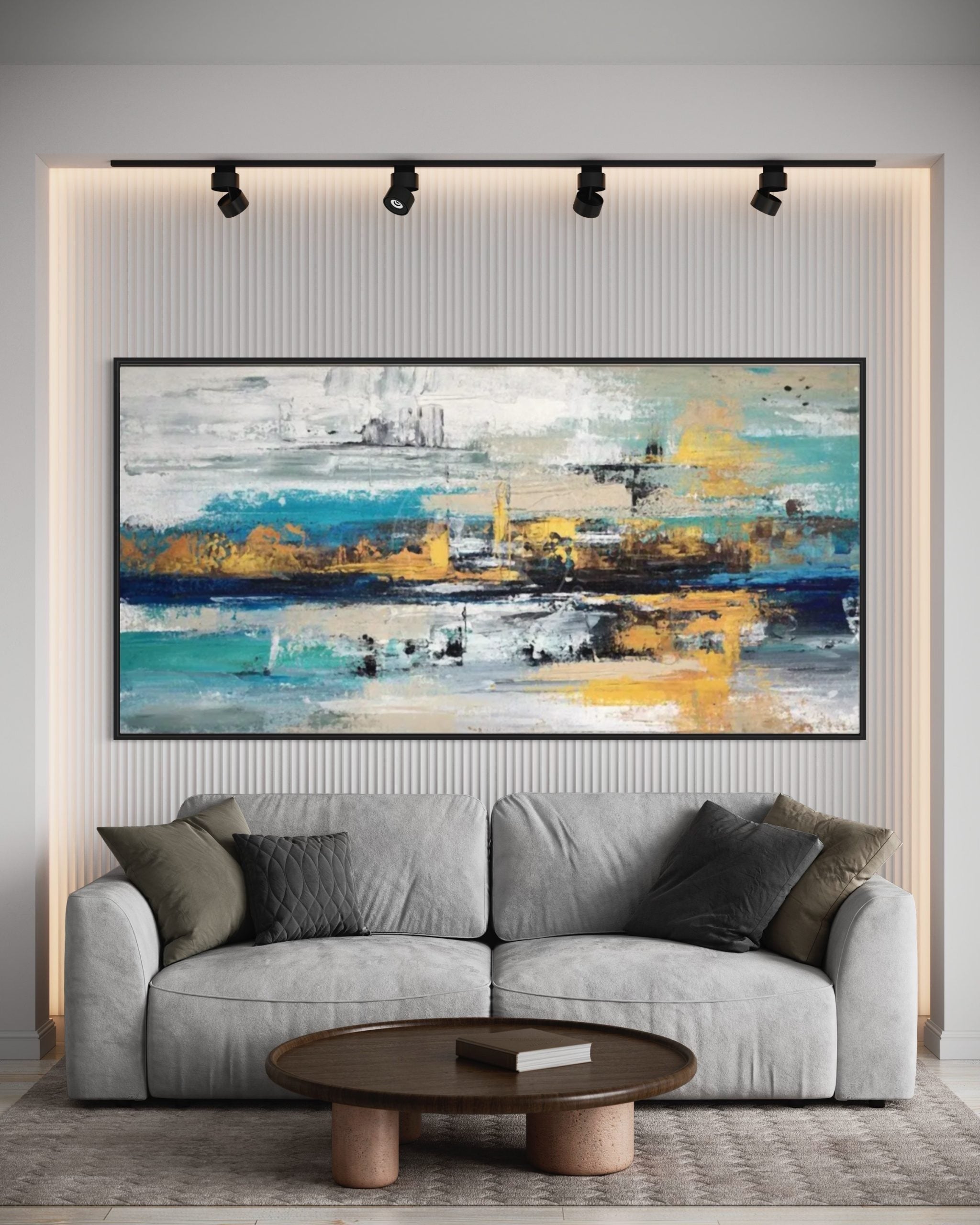 Obra de arte abstracto Azure Elegance óleo sobre lienzo Marte Gallery Llanogrande