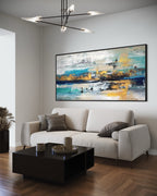 Obra de arte abstracto Azure Elegance óleo sobre lienzo Marte Gallery Llanogrande