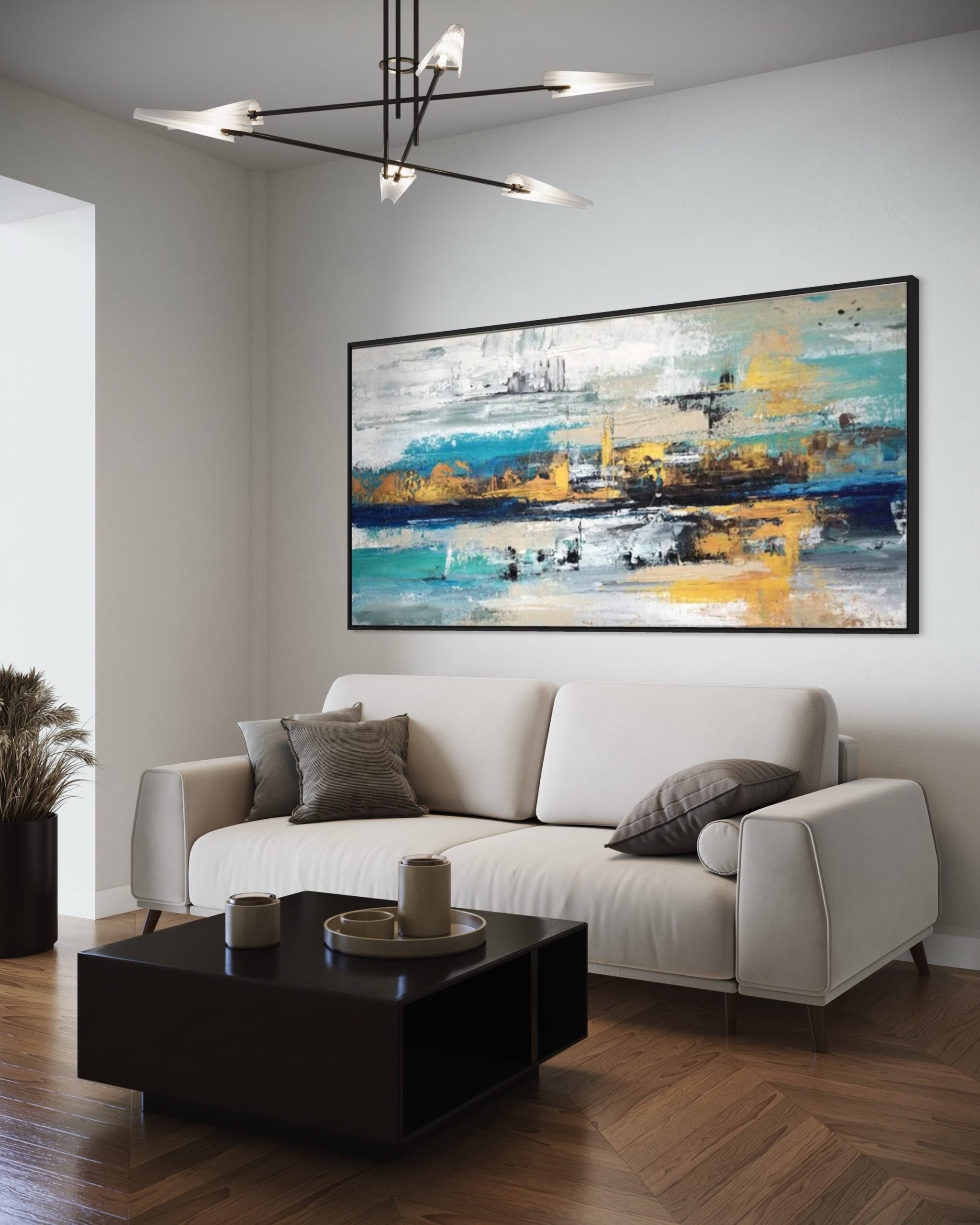 Obra de arte abstracto Azure Elegance óleo sobre lienzo Marte Gallery Llanogrande