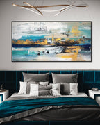 Obra de arte abstracto Azure Elegance óleo sobre lienzo Marte Gallery Llanogrande