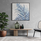 Obra de arte abstracto Blue Leaves óleo sobre lienzo Marte Gallery Llanogrande