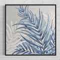 Obra de arte abstracto Blue Leaves óleo sobre lienzo Marte Gallery Llanogrande