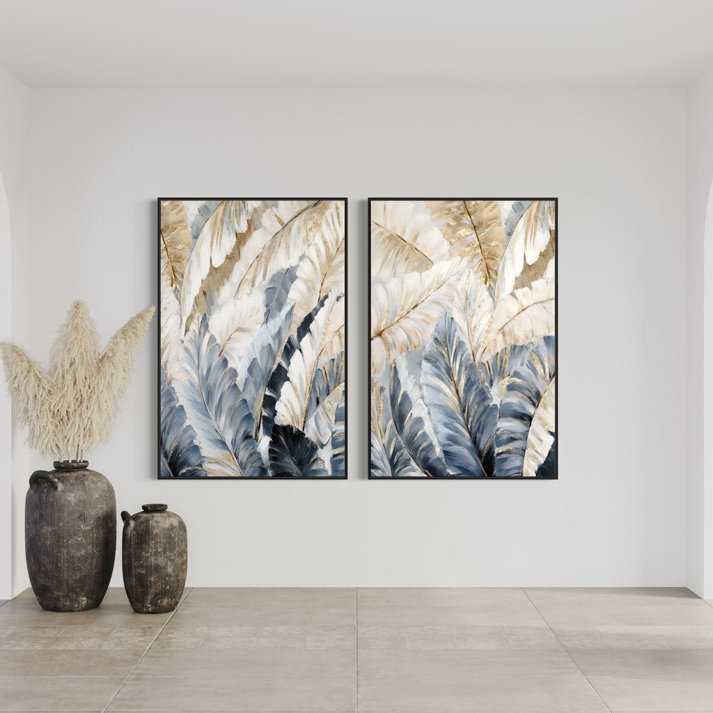 Obra de arte abstracto Blue Nature (Dítico) óleo sobre lienzo Marte Gallery Llanogrande