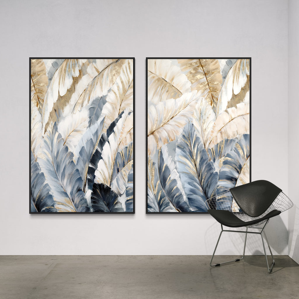 Obra de arte abstracto Blue Nature (Dítico) óleo sobre lienzo Marte Gallery Llanogrande