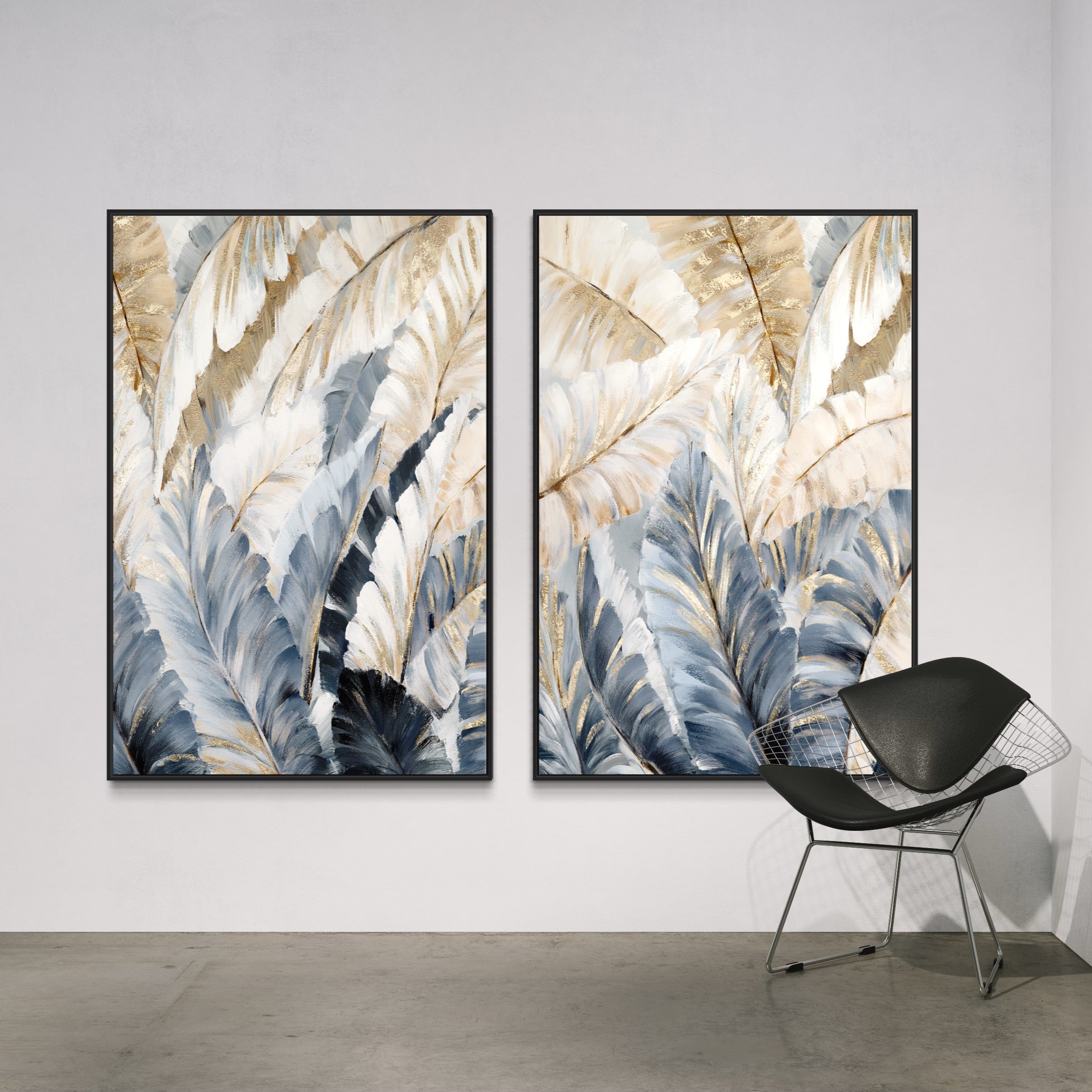 Obra de arte abstracto Blue Nature (Dítico) óleo sobre lienzo Marte Gallery Llanogrande