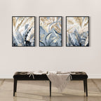 Obra de arte abstracto Blue Nature (Tríptico) óleo sobre lienzo Marte Gallery Llanogrande