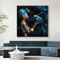 Obra de arte figurativo Blue Parrot óleo sobre lienzo Marte Gallery Llanogrande