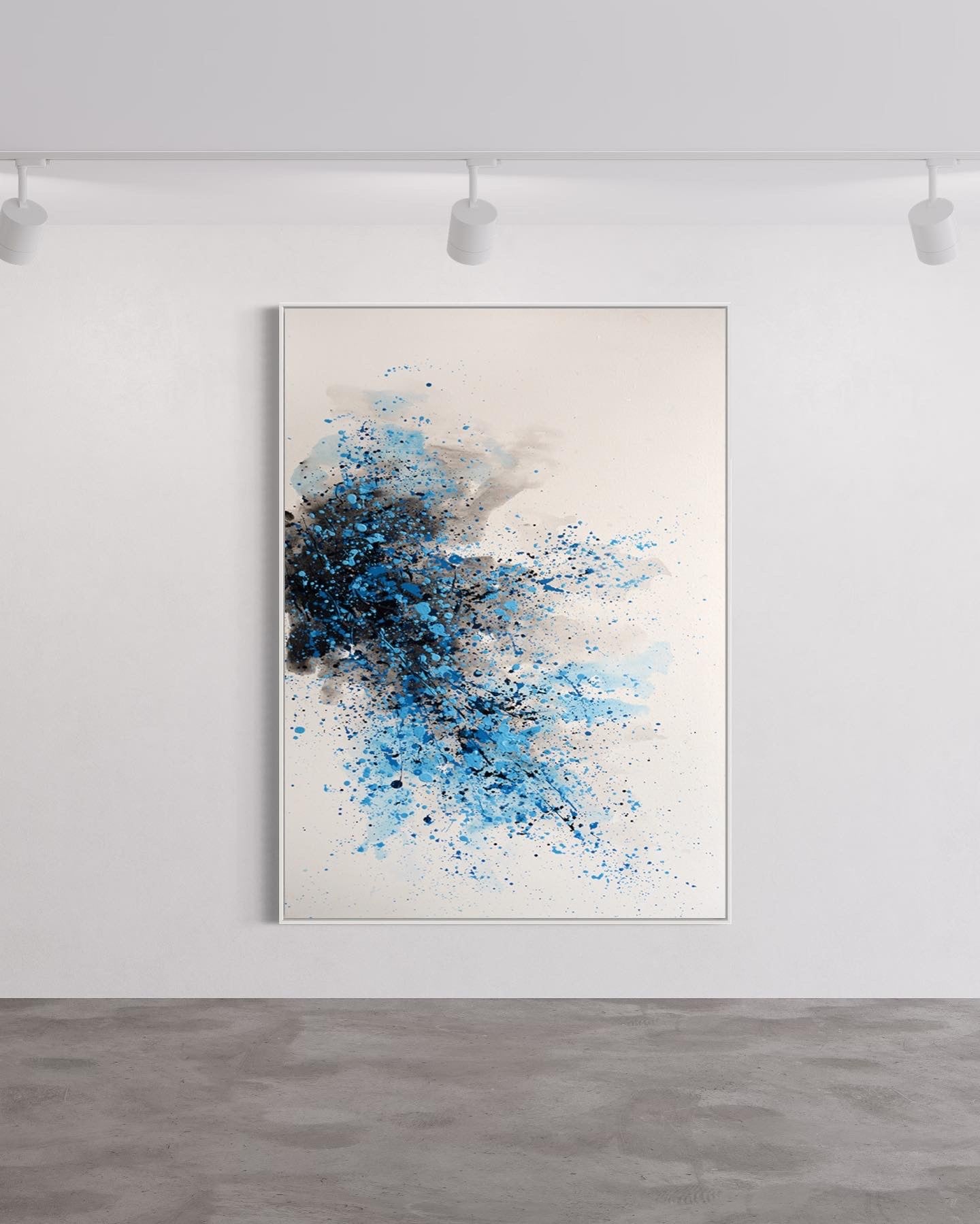 Obra de arte abstracto Blue Splash óleo sobre lienzo Marte Gallery Llanogrande