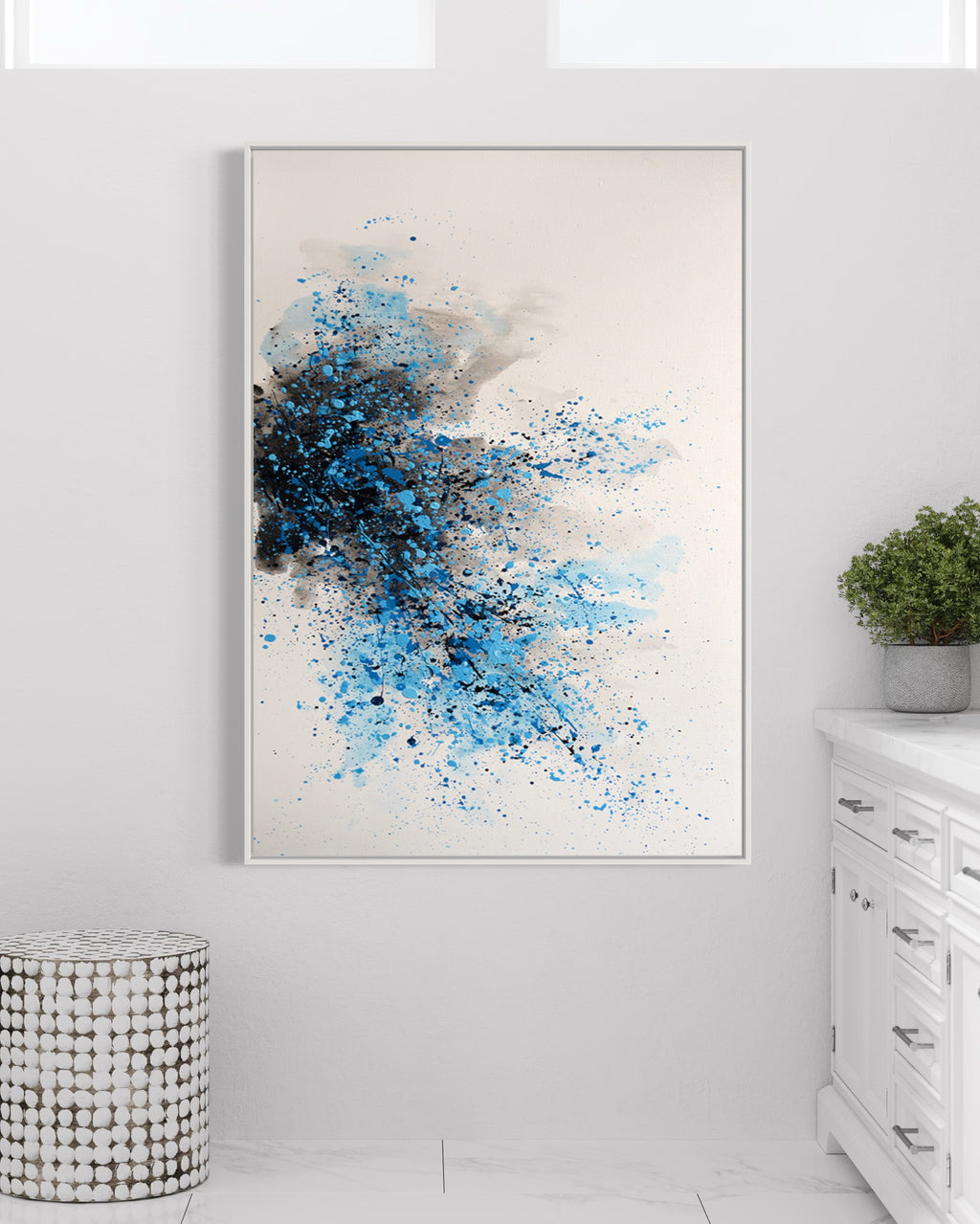 Obra de arte abstracto Blue Splash óleo sobre lienzo Marte Gallery Llanogrande