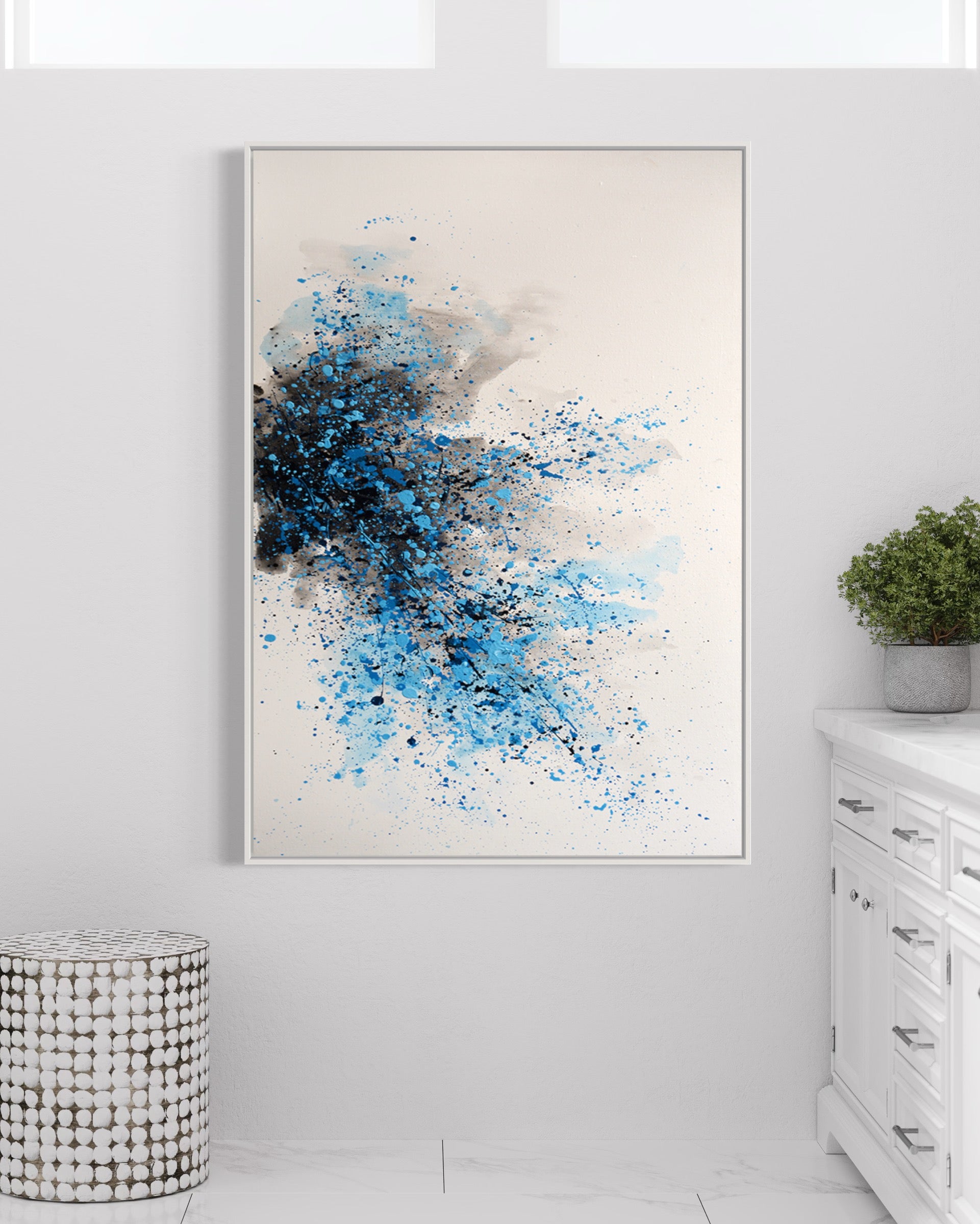 Obra de arte abstracto Blue Splash óleo sobre lienzo Marte Gallery Llanogrande