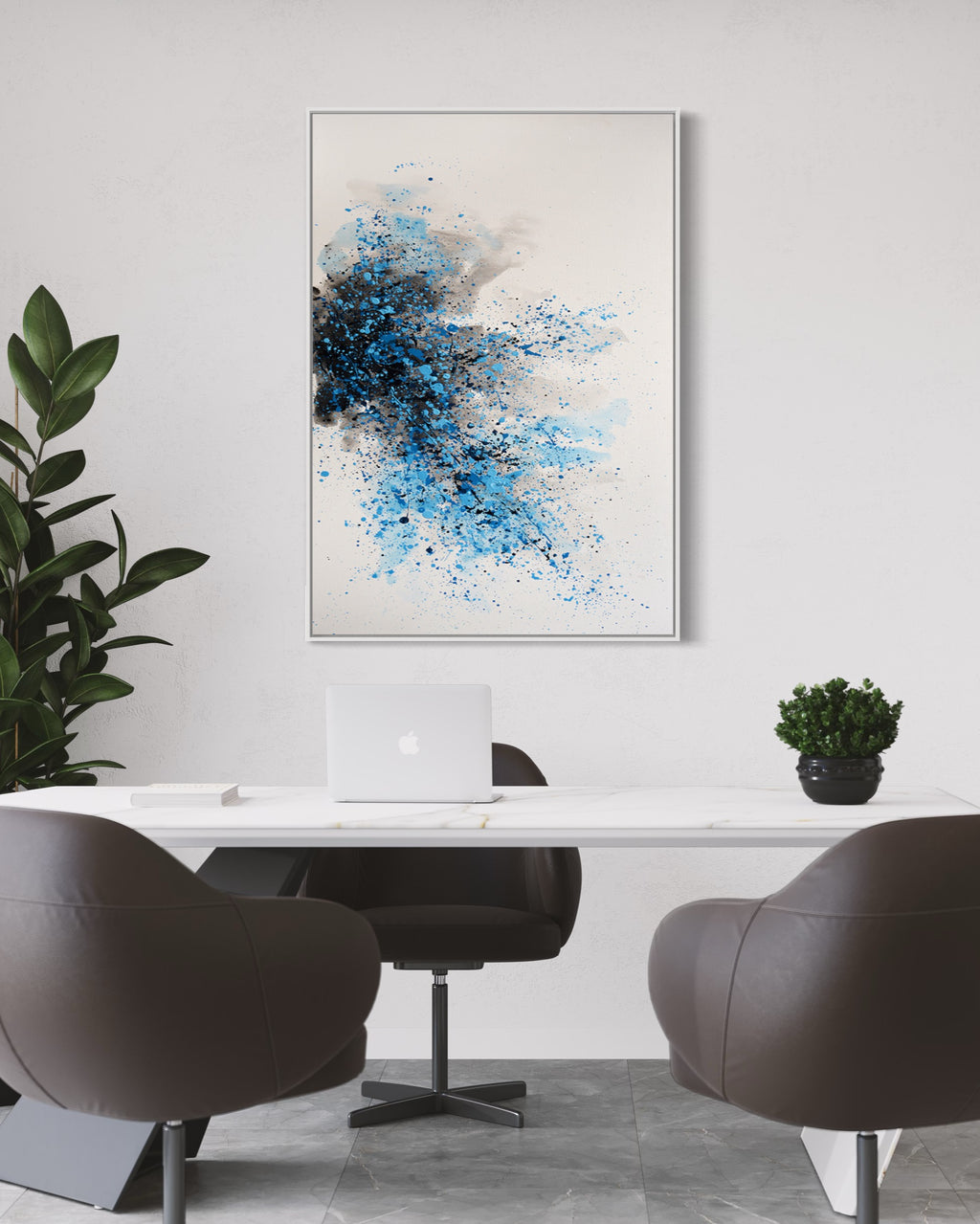 Obra de arte abstracto Blue Splash óleo sobre lienzo Marte Gallery Llanogrande