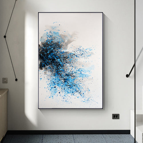 Obra de arte abstracto Blue Splash óleo sobre lienzo Marte Gallery Llanogrande