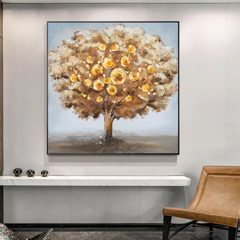 Obra de arte figurativo Golden Tree óleo sobre lienzo Marte Gallery Llanogrande