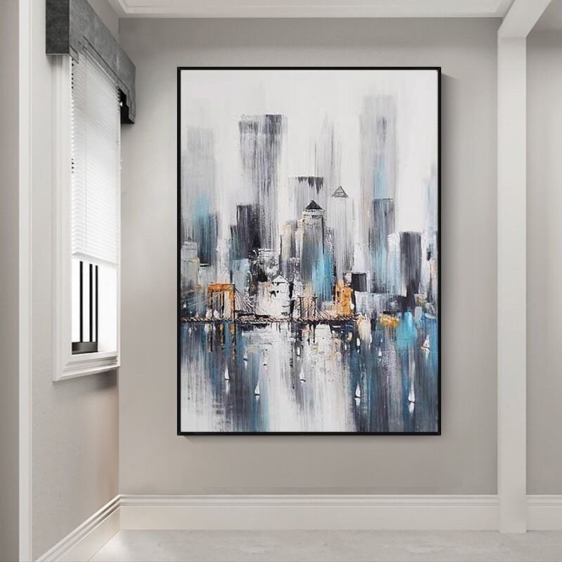 Obra de arte figurativo Gray City óleo sobre lienzo Marte Gallery Llanogrande
