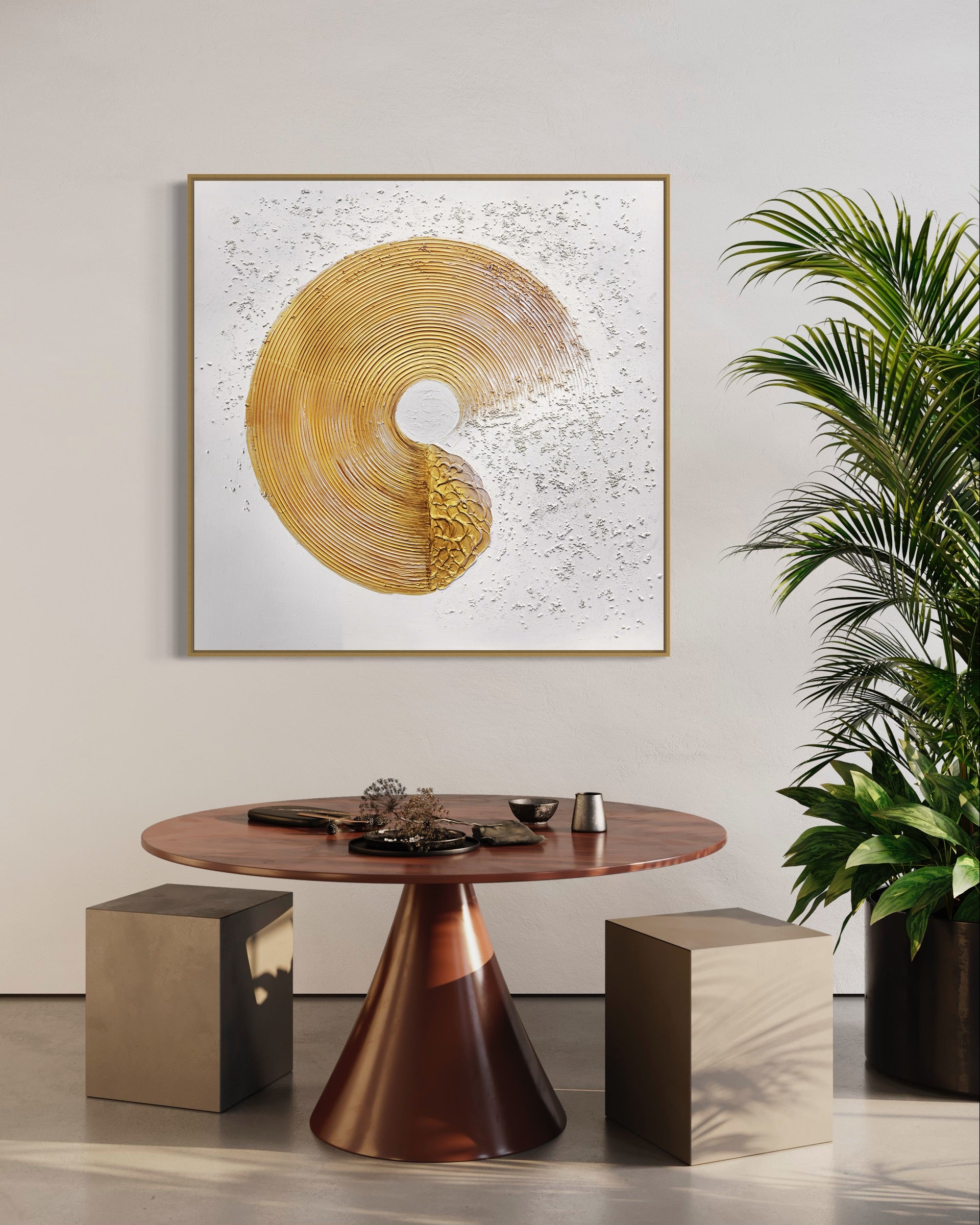 Obra de arte abstracto Golden Road óleo sobre lienzo Marte Gallery Llanogrande