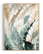 Obra de arte abstracto Green feather óleo sobre lienzo Marte Gallery Llanogrande