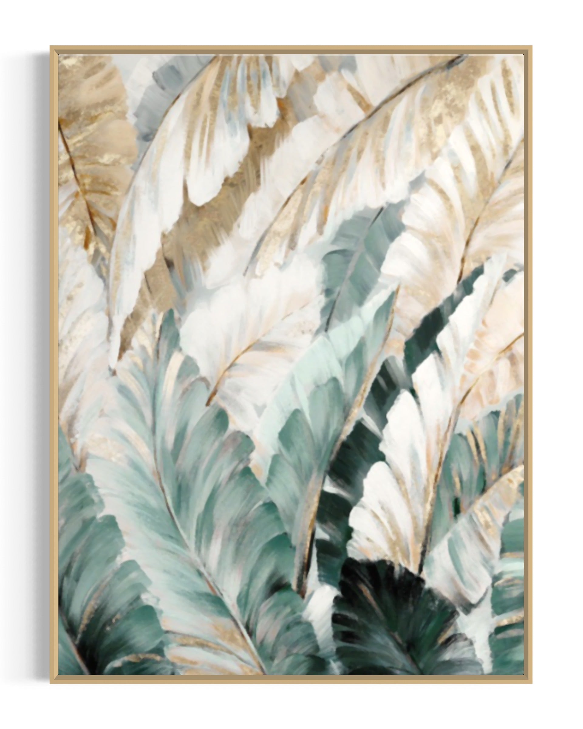 Obra de arte abstracto Green feather óleo sobre lienzo Marte Gallery Llanogrande