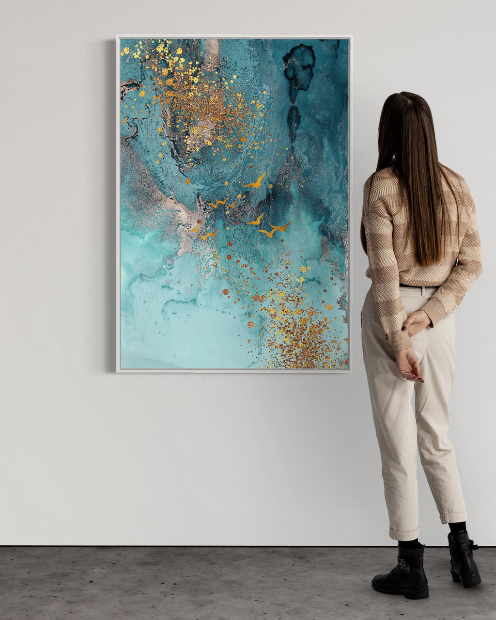 Obra de arte abstracto Golden Flight óleo sobre lienzo Marte Gallery Llanogrande