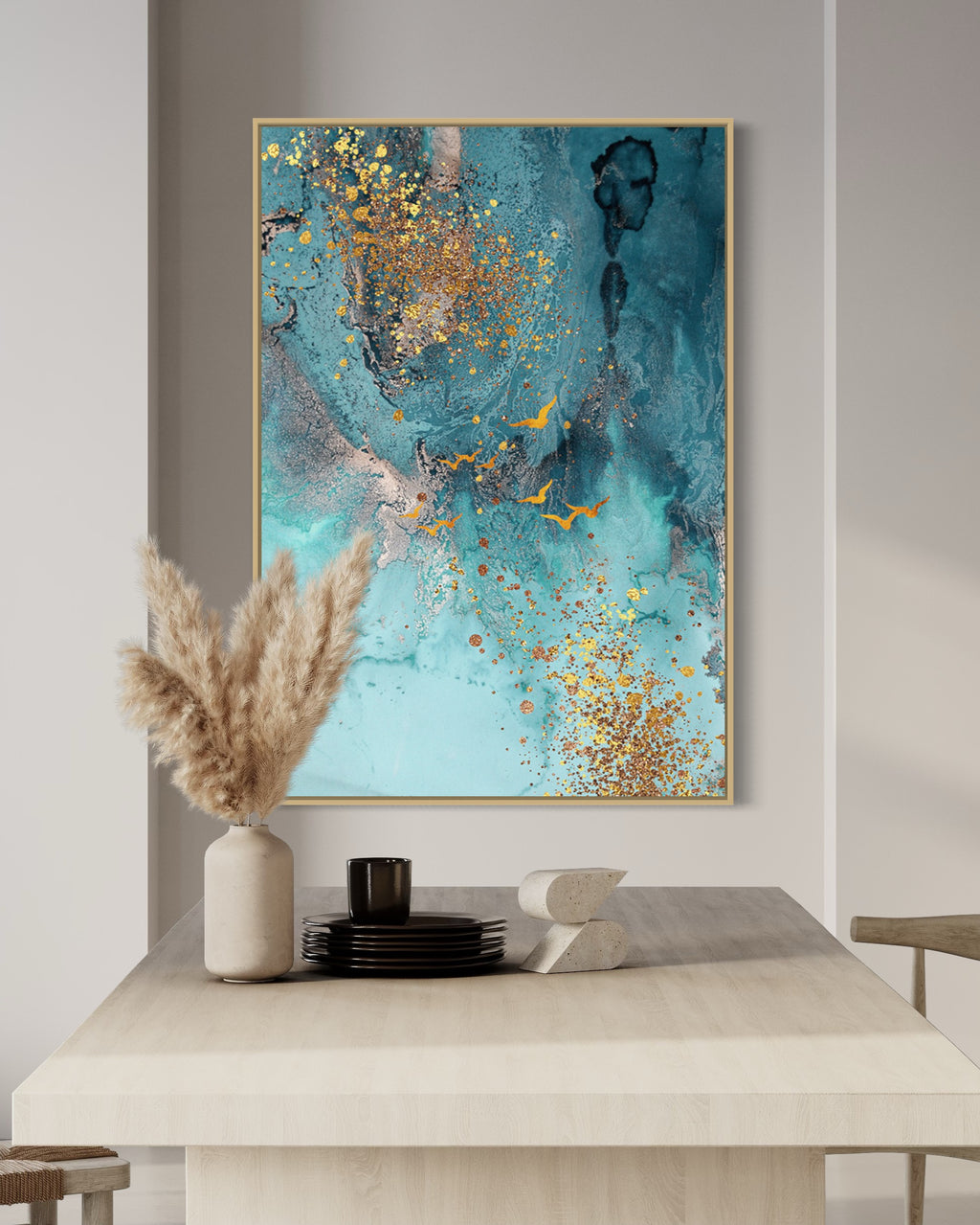 Obra de arte abstracto Golden Flight óleo sobre lienzo Marte Gallery Llanogrande