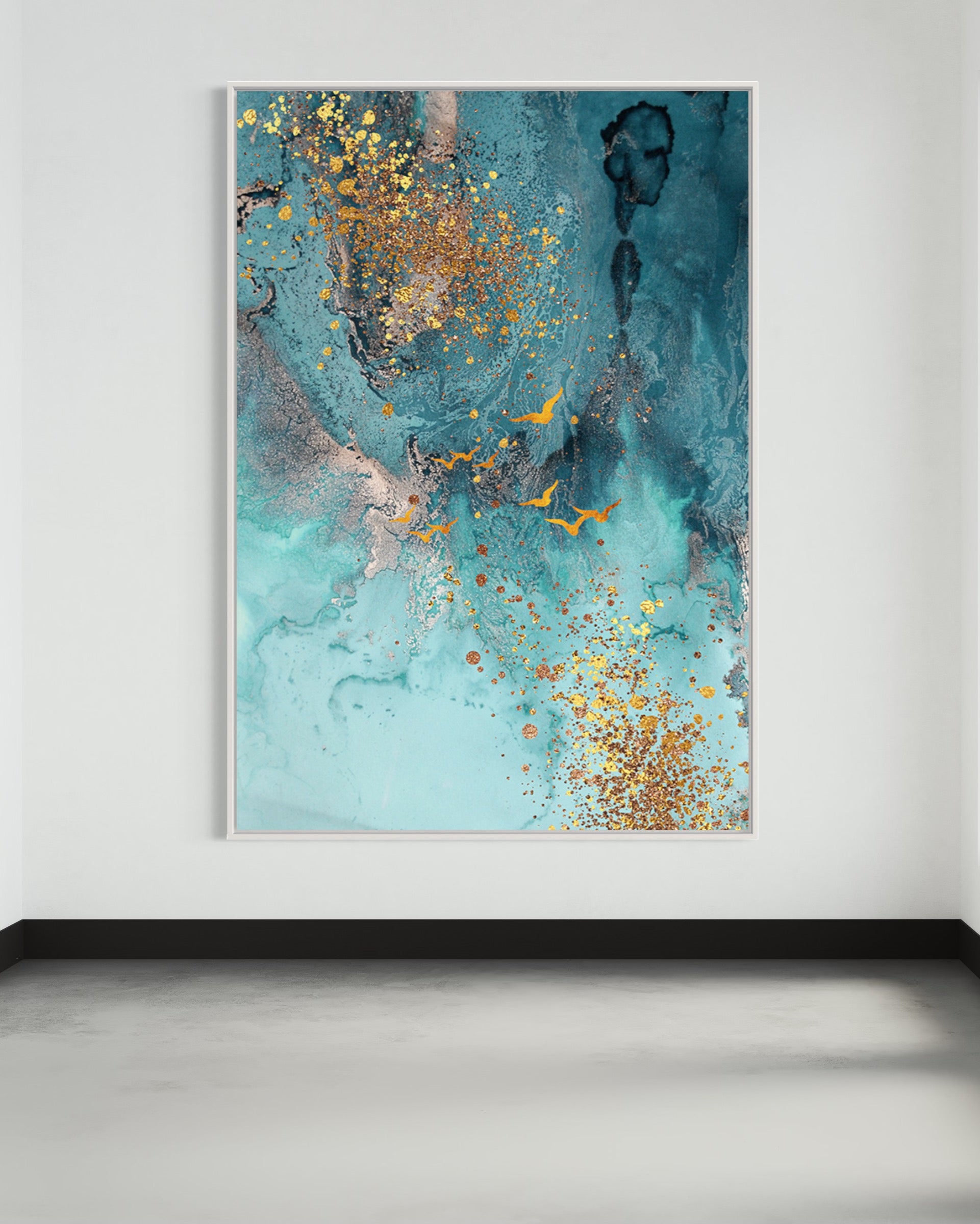 Obra de arte abstracto Golden Flight óleo sobre lienzo Marte Gallery Llanogrande