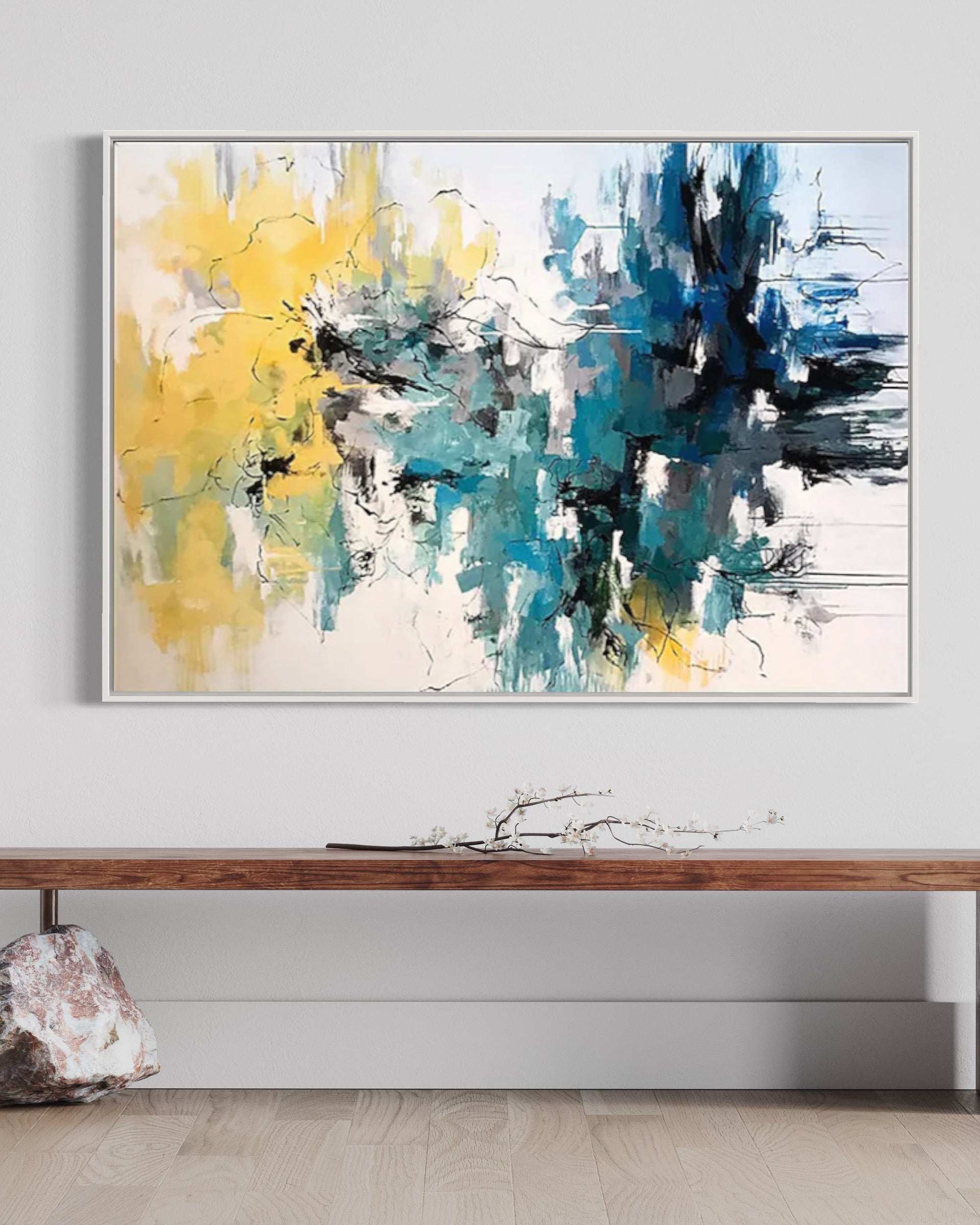 Obra de arte abstracto Happiness óleo sobre lienzo Marte Gallery Llanogrande