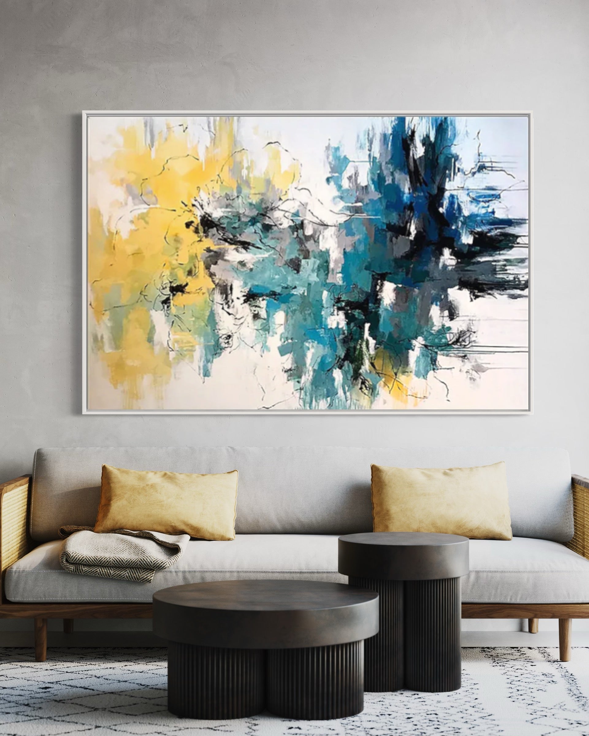 Obra de arte abstracto Happiness óleo sobre lienzo Marte Gallery Llanogrande