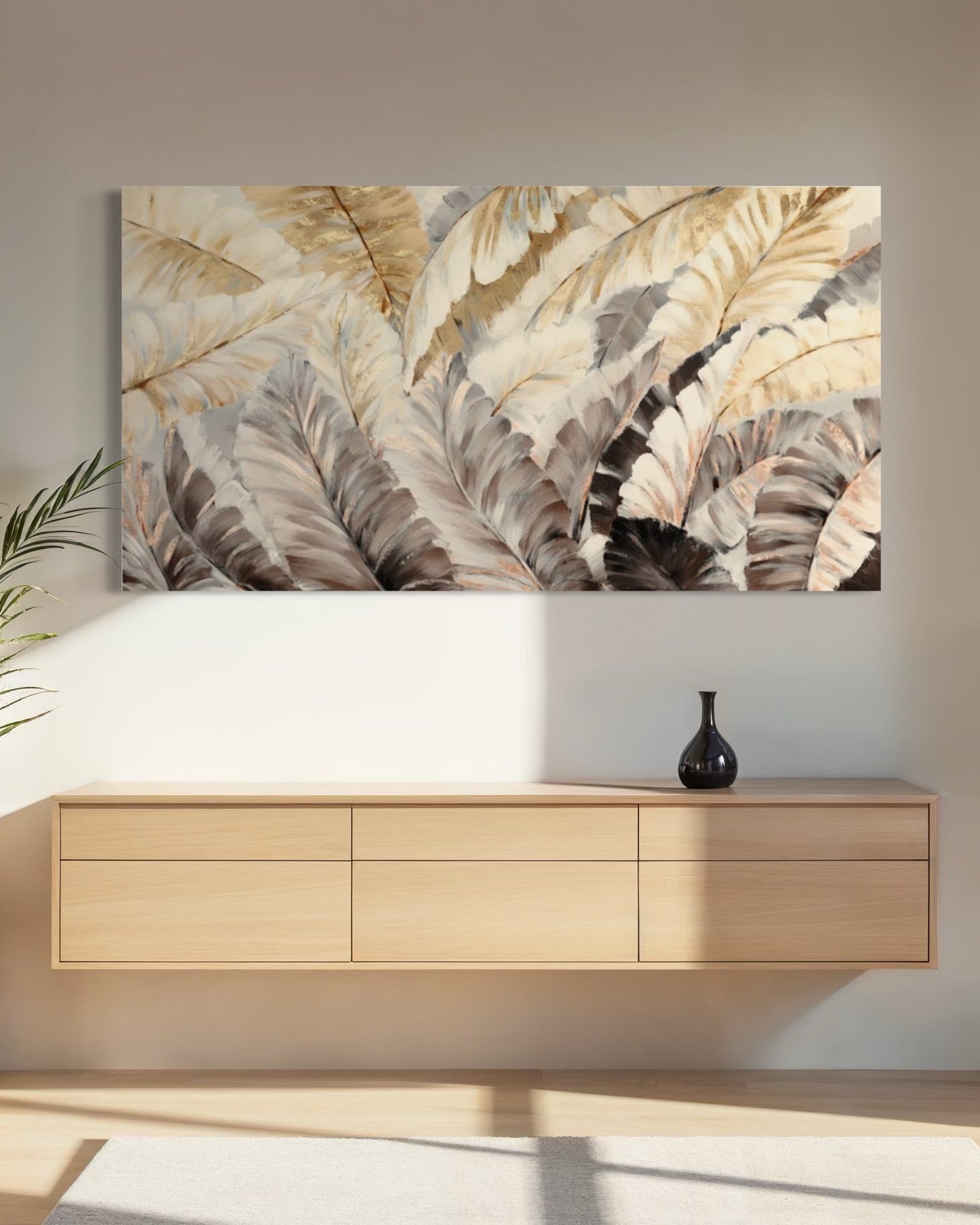 Cuadro abstracto 'Feathers' – Óleo sobre lienzo