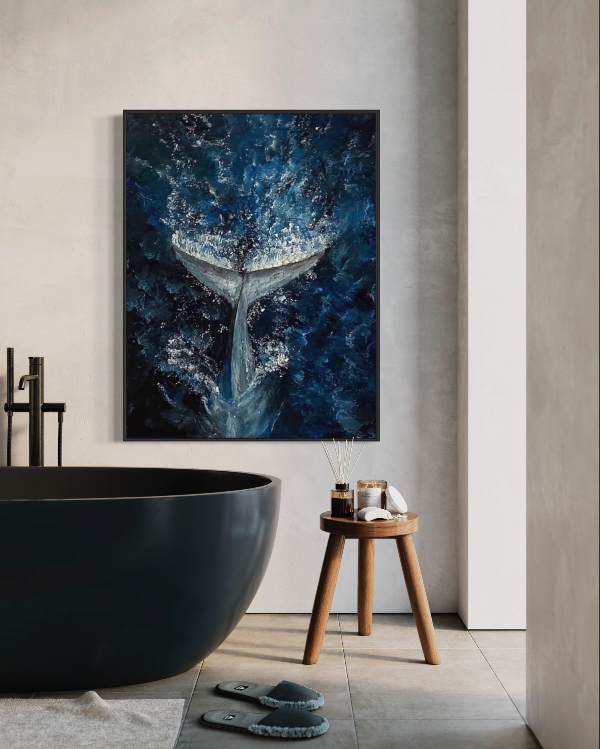 Obra de arte abstracto Deep Blue óleo sobre lienzo Marte Gallery Llanogrande