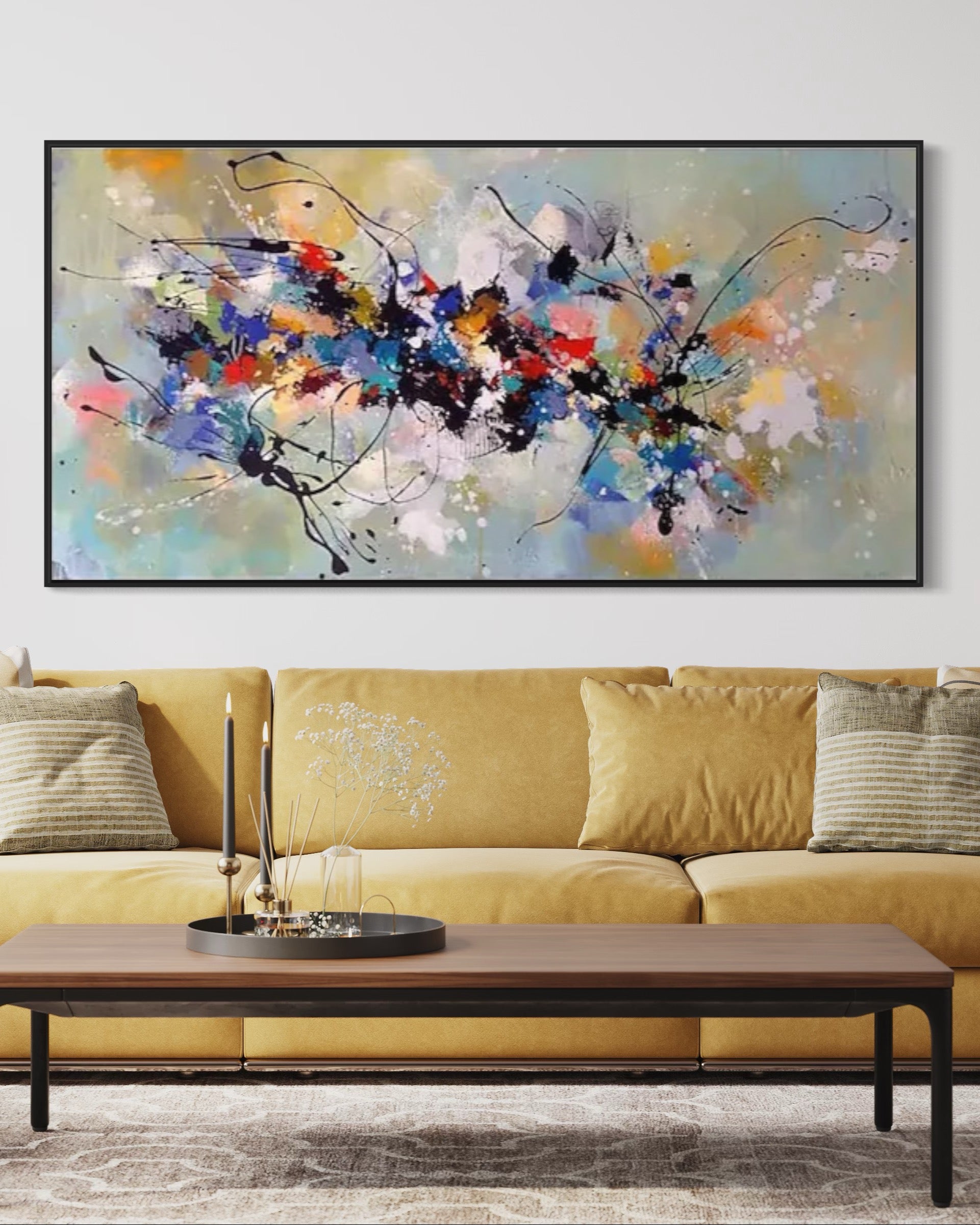 Obra de arte abstracto Dripping óleo sobre lienzo Marte Gallery Llanogrande