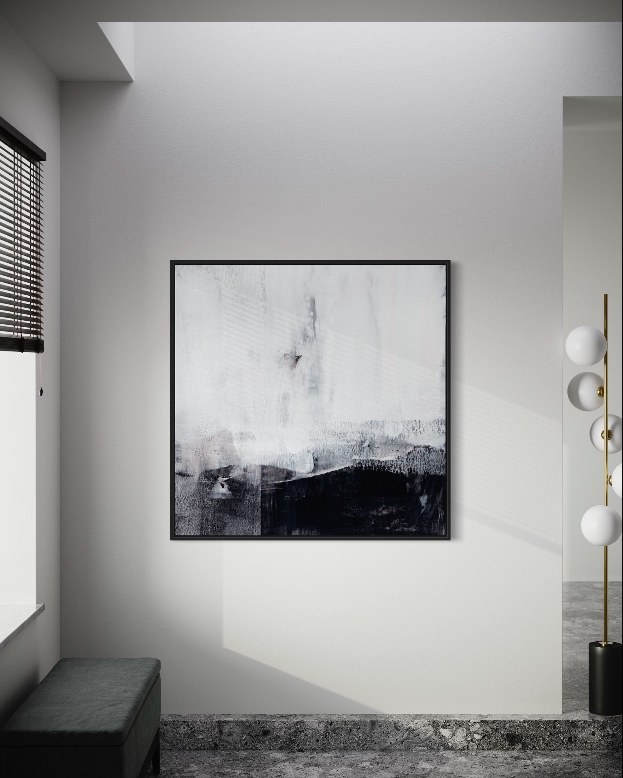 Obra de arte abstracto Shadow Peaks óleo sobre lienzo Marte Gallery Llanogrande