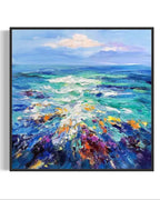 Obra de arte abstracto Ocean Burst óleo sobre lienzo Marte Gallery Llanogrande