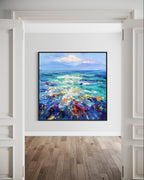 Obra de arte abstracto Ocean Burst óleo sobre lienzo Marte Gallery Llanogrande
