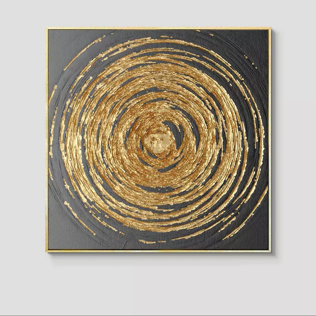 Obra de arte abstracto Golden Circle óleo sobre lienzo Marte Gallery Llanogrande