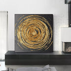 Obra de arte abstracto Golden Circle óleo sobre lienzo Marte Gallery Llanogrande