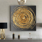 Obra de arte abstracto Golden Circle óleo sobre lienzo Marte Gallery Llanogrande