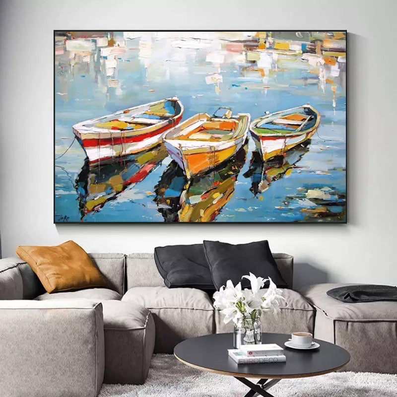 Obra de arte abstracto Rafts Two óleo sobre lienzo Marte Gallery Llanogrande