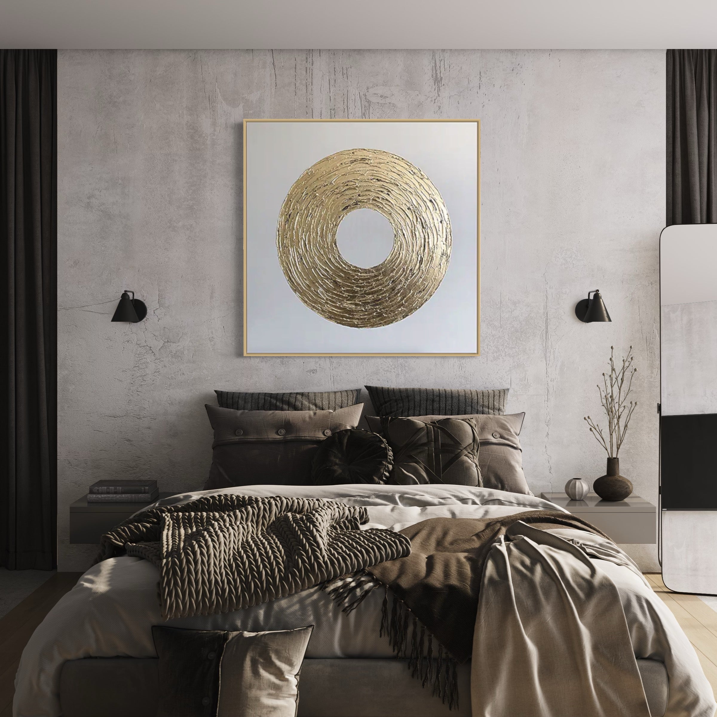 Obra de arte abstracto Infinite Gold óleo sobre lienzo Marte Gallery Llanogrande