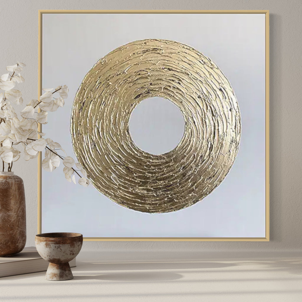 Obra de arte abstracto Infinite Gold óleo sobre lienzo Marte Gallery Llanogrande