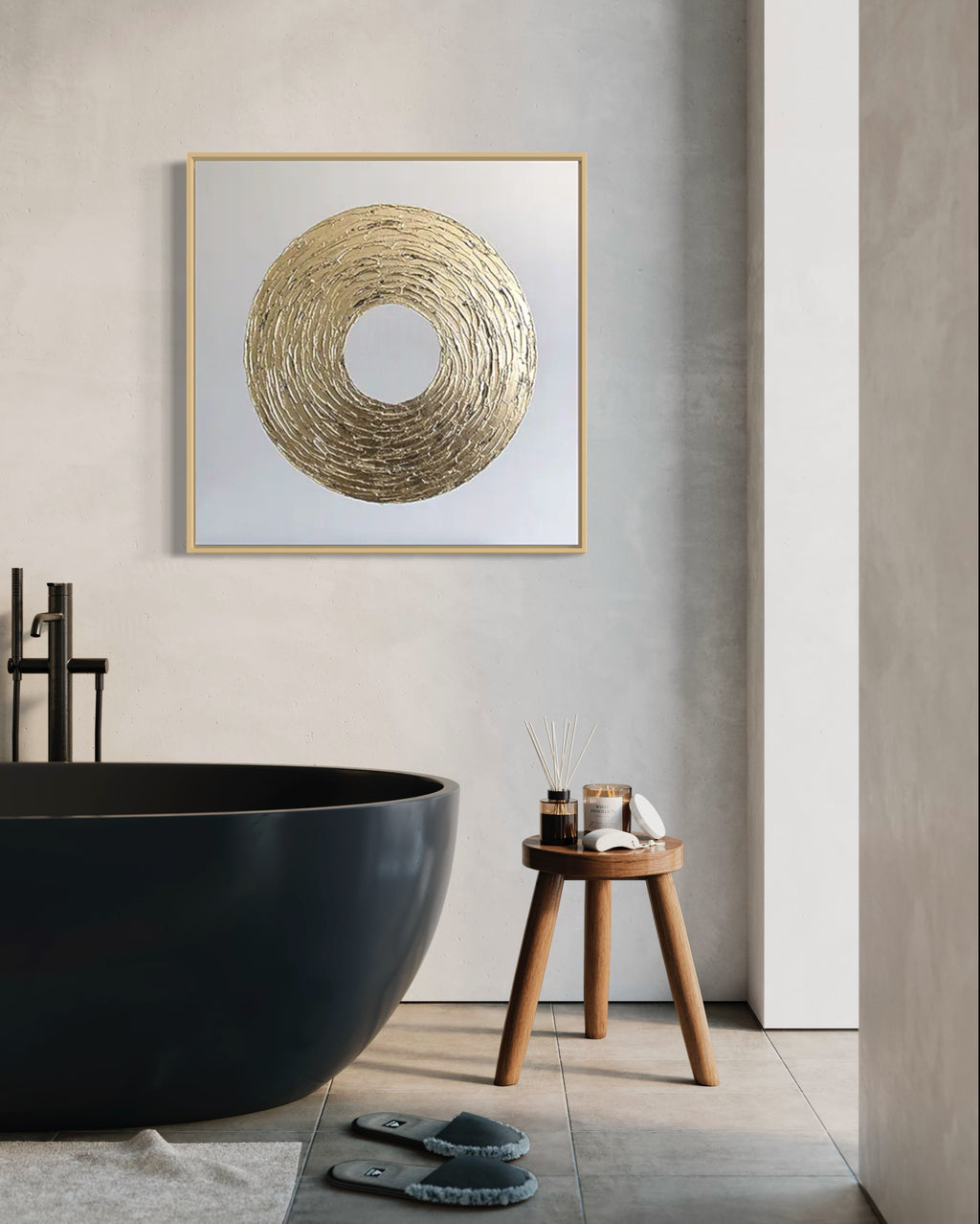 Obra de arte abstracto Infinite Gold óleo sobre lienzo Marte Gallery Llanogrande